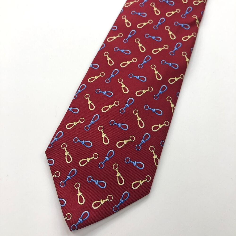 Brooks Brothers 346 Pure Silk Neck Tie Goldlink All Over Print Chain 59"